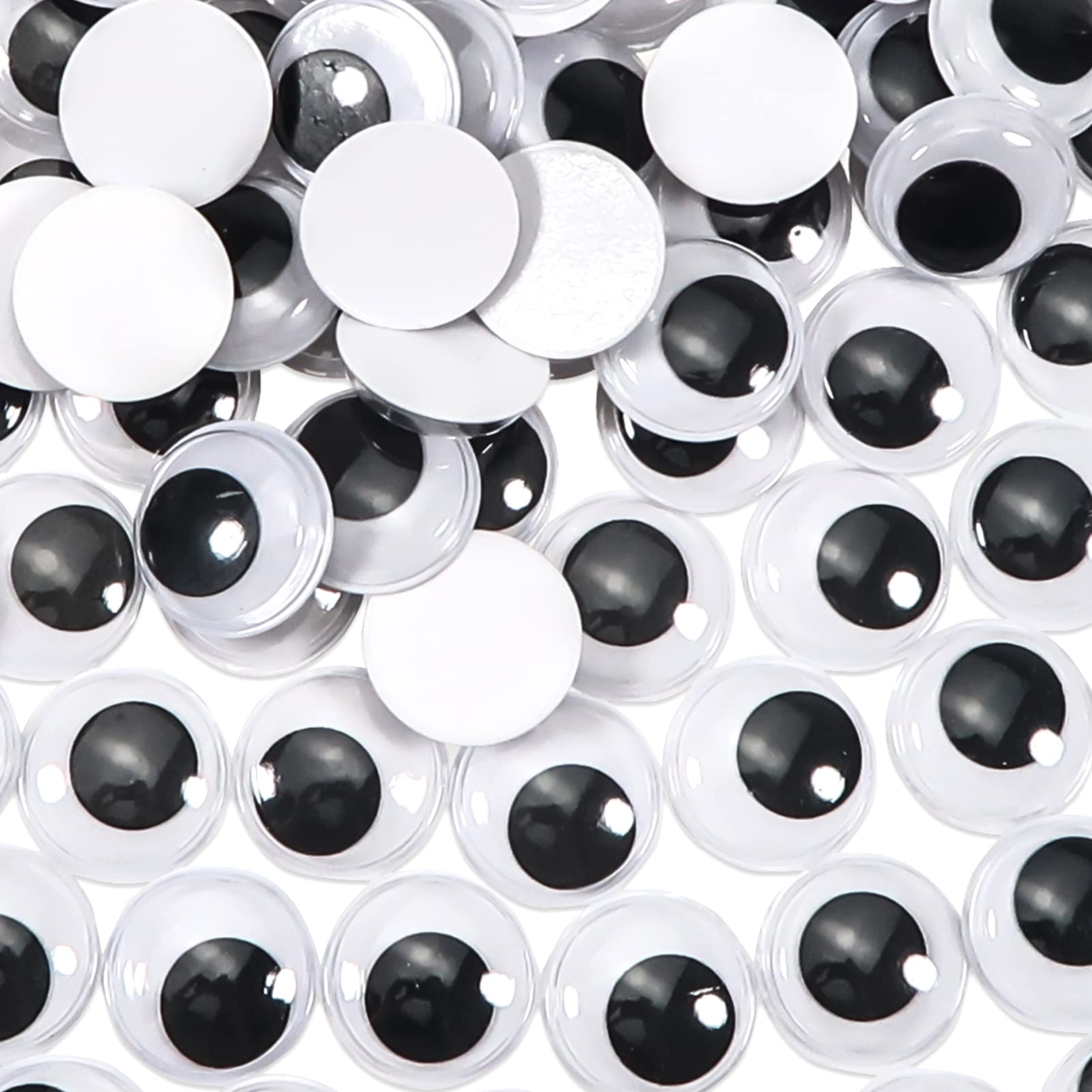 TOAOB 30 Pieces Self-Adhesive Wiggly Eyes Round Black White 35 mm Plastic Eyes for Crafts Doll Accessories