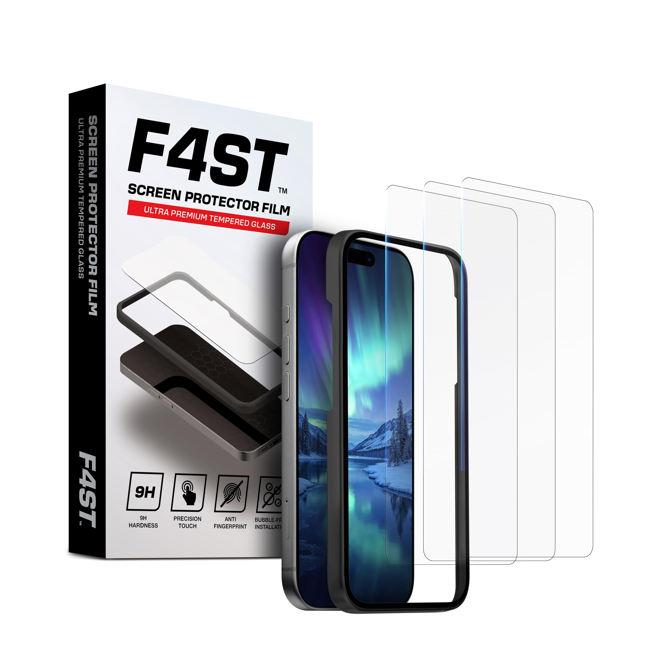 F4ST 3 Pack for iPhone 17 Pro Max Screen Protector (6.9 inches), Tempered Glass Protection with Alignment Frame, Dynamic Island Compatible, Case Friendly