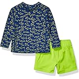 Amazon Essentials Toddler and Baby Boys' Long-Sleeve Rashguard and Trunk Swimsuit Sets