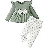 LKUSJMIS Toddler Baby Girl Clothes Fall Winter Outfits Infant Ruffle Long Sleeve Shirts Pants Cute Girls Clothing Set
