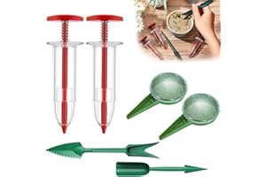 Tasunte 6 PCS Mini Seed Spreader, 2024 New Sowing Seed Dispenser, Seed Planter Tool, Manual Seedlings Dibber and Widger Set, Small Seed Spreader with Seedlings Dibber Widger for Spreaders