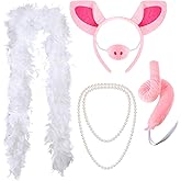 Haysandy 5 Pcs Pig Costume Accessories Set Pig Headband Animal Fancy Costume Kit for Adult Halloween Cosplay Party Dress up