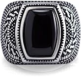 555Jewelry Stainless Steel Vintage Celtic Signet Onyx Stone Ring for Men