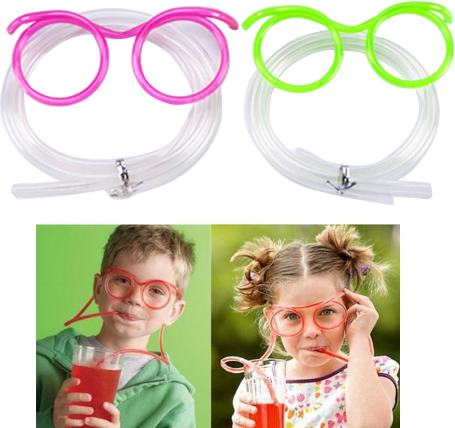 4 Colors 8 Pieces Drinking Straw Eyeglasses Plastic Silly Straw