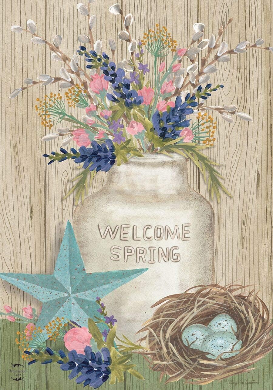 Briarwood Lane Gifts of Spring Primitive Garden Flag Mason Jar 12.5" x 18"
