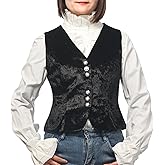 Vintage Velvet Vest for Women V-Neck Cropped Sleeveless Dressy Waistcoat Casual Tops