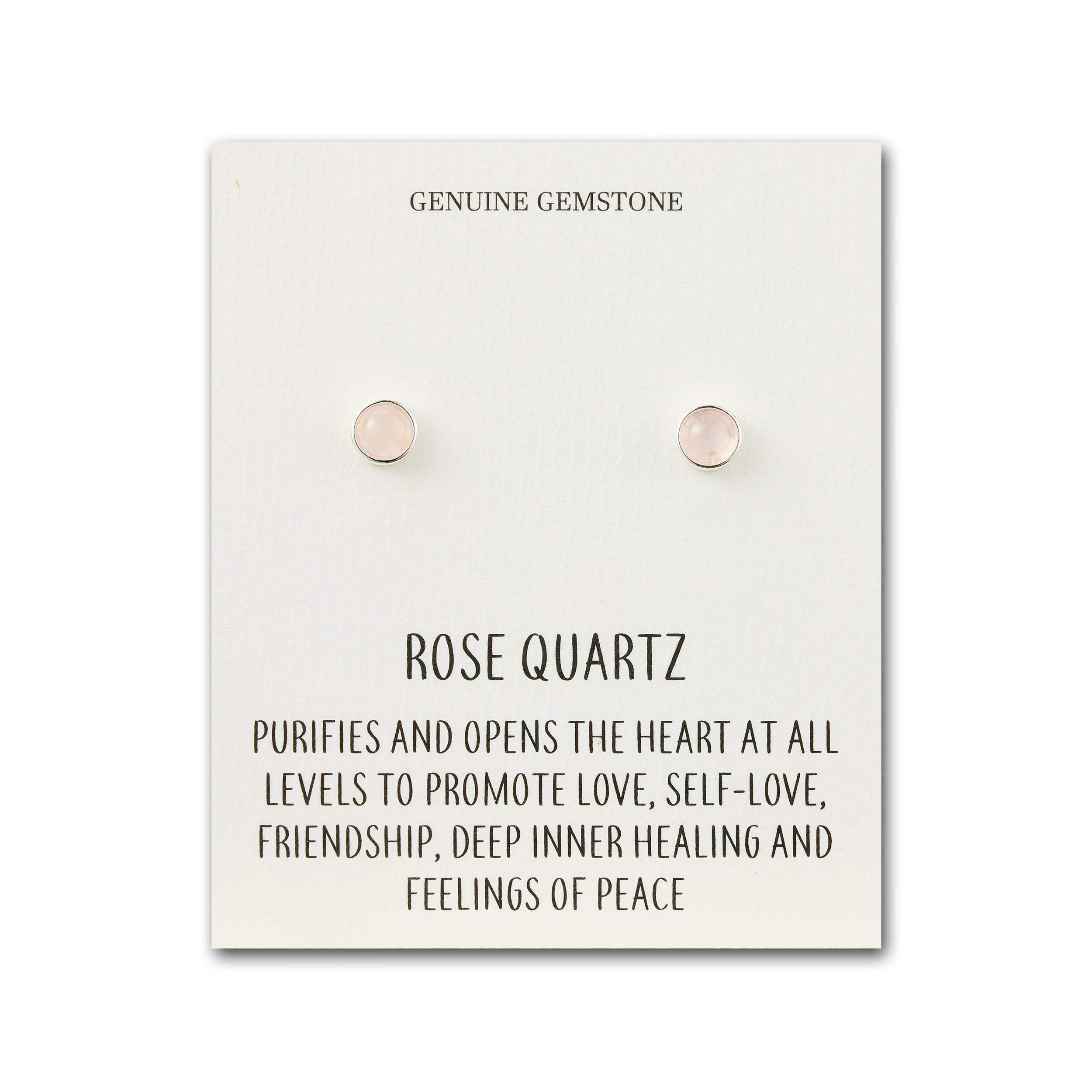 Philip Jones Rose Quartz Stud Earrings with Quote Card