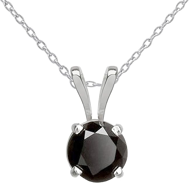 DazzlingRock Collection 14k Or Blanc Rond Noir Diamant Noir