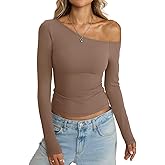 Eachyes Womens Off Shoulder Tops Tight Long Sleeve Shirts Sexy Top Y2K Slim Fit Going Out Fall Fashion Clothes 2026