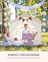 besrey 2-in-1 Kids Play House Tent with Lights Beige 130x90x130cm view 4
