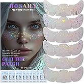HOSAILY 24pcs Holographic Glitter Freckles Face Speckles Patches for Rave | 6Styles, Includes Remover Wipes, Prom&amp;Festive&amp;Party Supplies, Sparkle Star Face&amp;Body Flash Tattoos, Waterproof&amp;Long Lasting