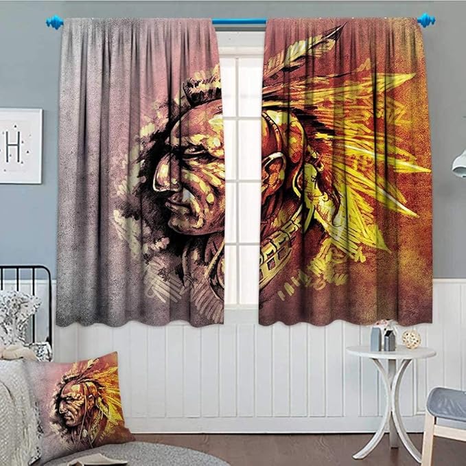 Native American Decor Collection Blackout Window Curtain Indigenous