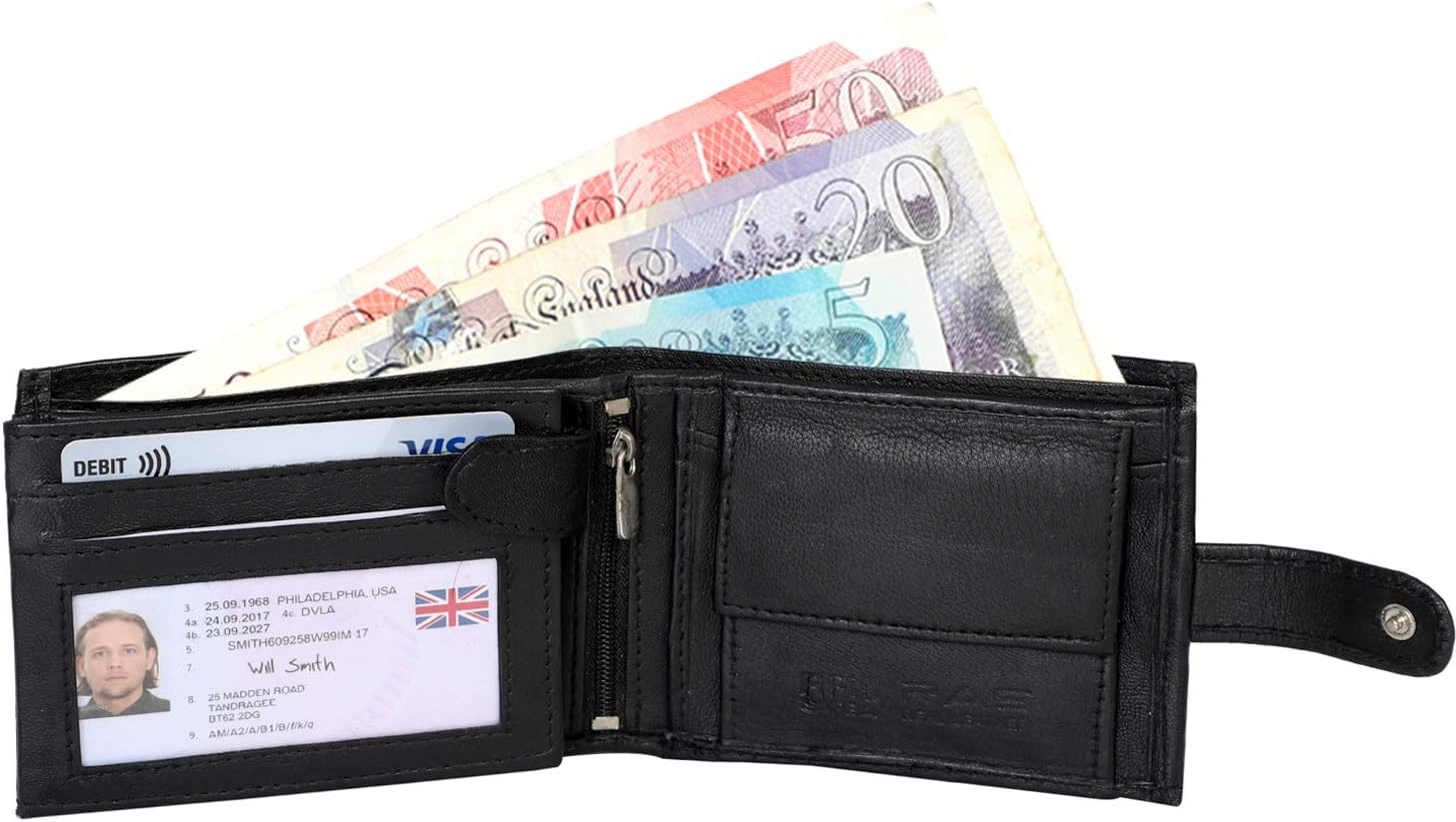 RAS Mens RFID Blocking Safe Nappa Leather Notecase Wallet with A Coin Pocket 2511 Black, 12cm x 10cm - Image 4