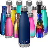 CHILLOUT LIFE Stainless Steel Water Bottle: 17 oz Double Wall Insulated Cola Bottle Shape for Cold and Warm Drinks, BPA Free Metal Sports Bottle - Navy Blue