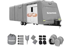 XPORTION Housse de caravane de 4,9 m à 11 m, housse de caravane de voyage de 8,2 à 9,1 m, imperméable et résistante aux UV, h