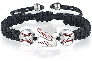 XOYOYZU Baseball Number Bracelets for Men Athletes Jersey Number Bracelet Handmade Braided Adjustable Bracelets Personalized Baseball Gifts for Men
