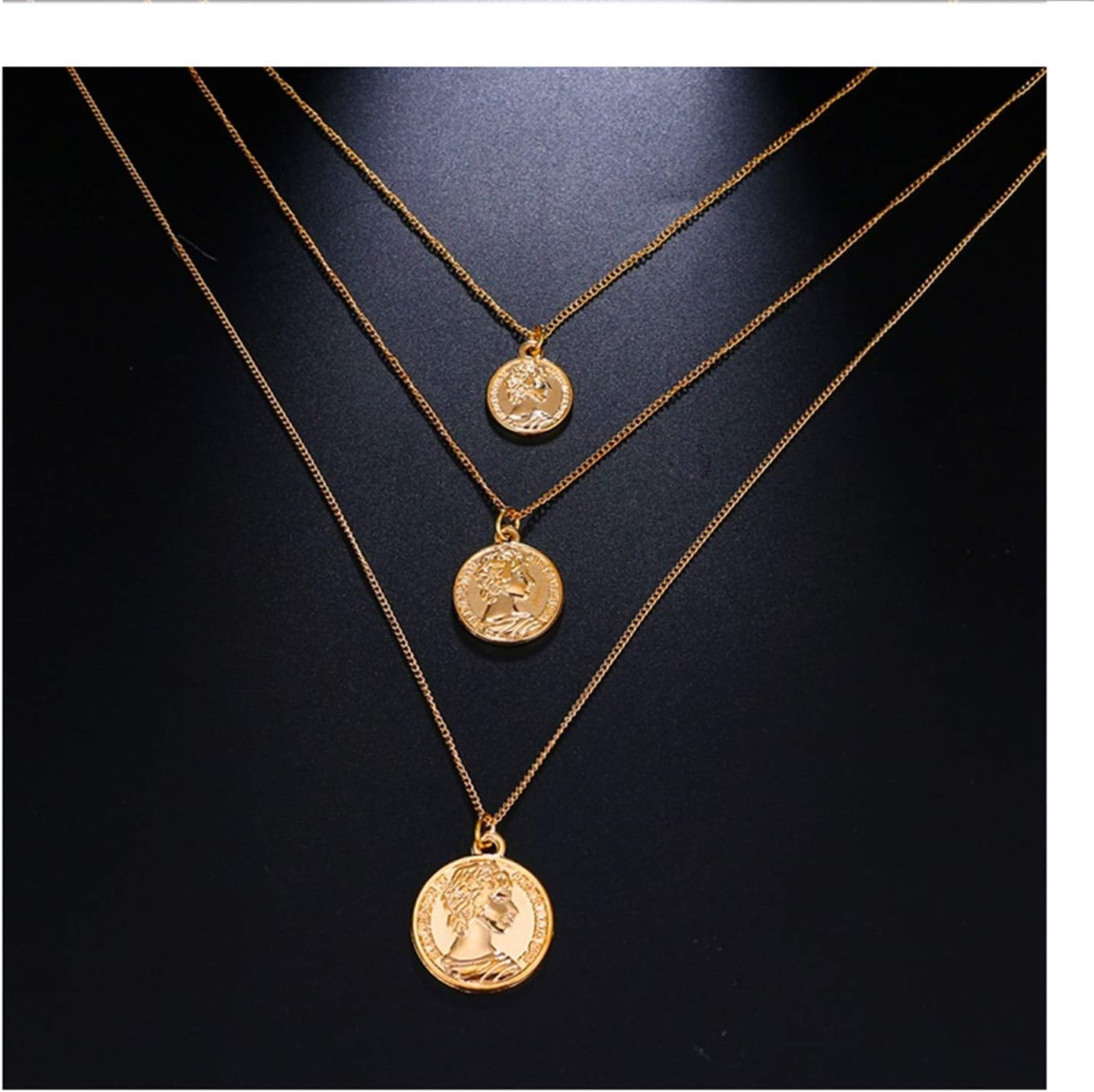 Chic Multi-Layer Crystal Moon Pendant Necklace Ladies Retro Charm Necklace Necklace Party Jewelry Accessories