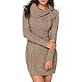 BLENCOT Womens Turtleneck Long Sleeve Elasticity Chunky Cable Knit Pullover Sweaters Jumper