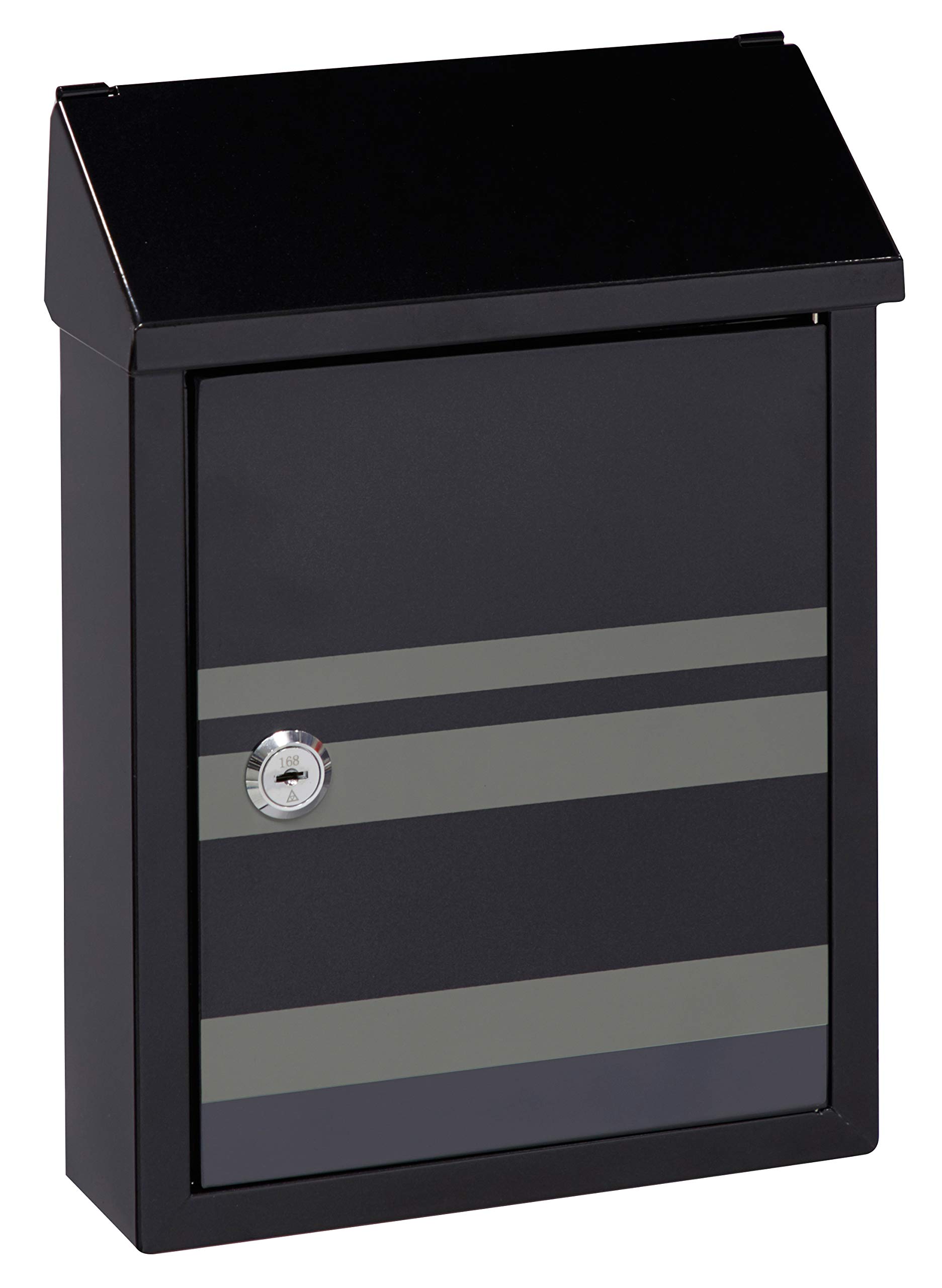 ARREGUI Smart Graphic E5724-STR Steel Exterior Mailbox Size S (DIN A5) | with Decorative Screen Printing Lines | Small Wall Mailbox | Mailbox with Back Mouth Letter Collection | Black