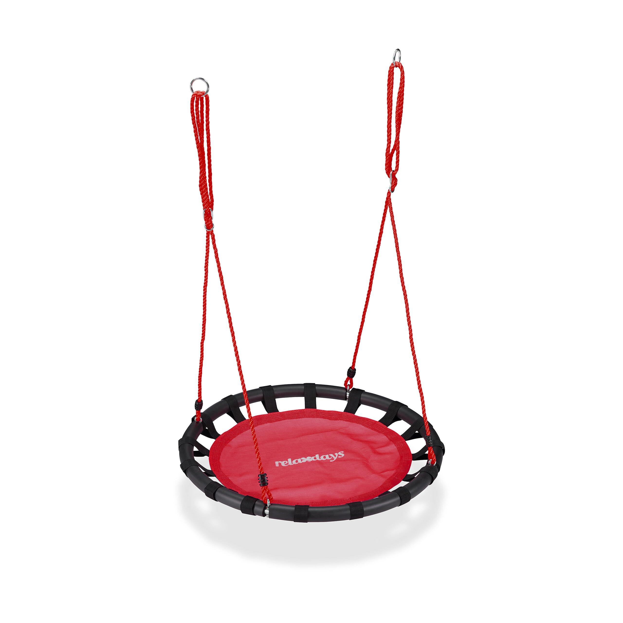 Relaxdays Nest Swing, Round Hanging Swing for Children, Height-Adjustable, Ø: 80 cm, For up to 100 kg, Red