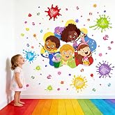 Kids Painting Wall Stickers for Classroom: Inspirational Quotes Educational Peel and Stick Vinyl Wall Decals for School Teachers and Children Nursery