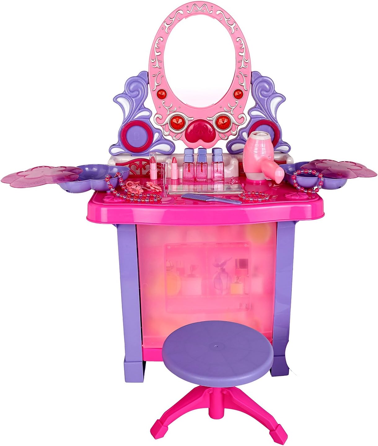 Comdaq Comdaq Dressing Table with Lights and Sound (Pink)
