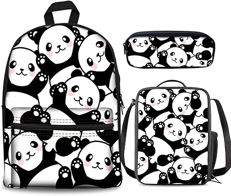 panda backpack and lunchbox