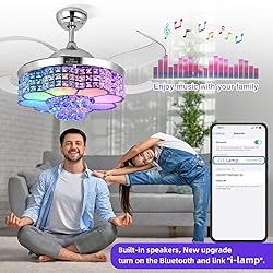 BAYSQUIRREL Retractable Crystal Ceiling Fan with