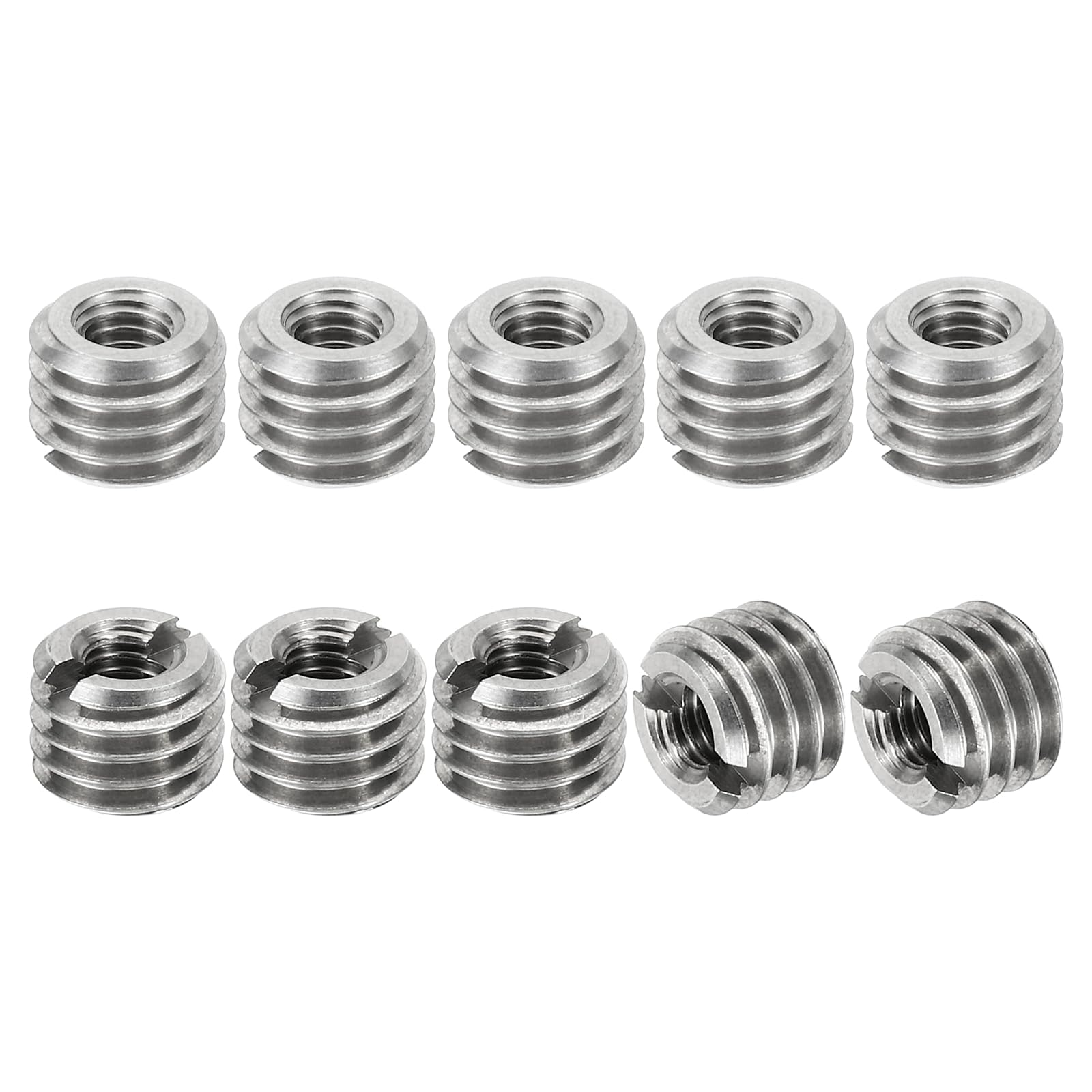 PATIKIL Thread Adapters Sleeve Reducing Nut, 10 Pcs M8*1.25 Male to M4*0.7 Female Repairing Insert Nut Screw Reducer Conversion Stainless Steel Fastener 6mm