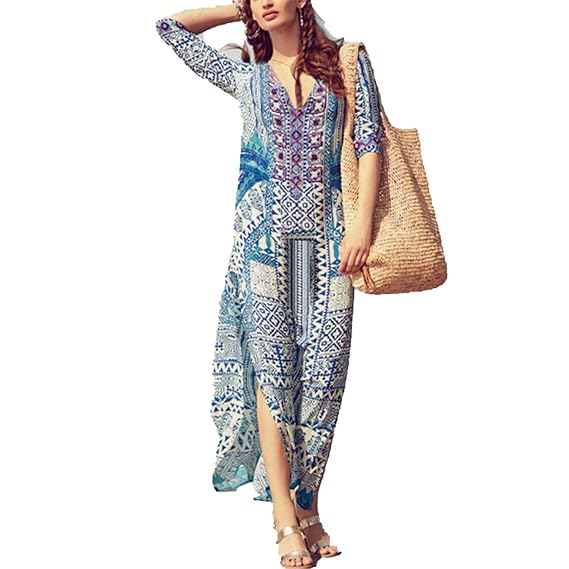 Bybay Coton Robe De Plage Femmes Cover Ups Imprimer Plage