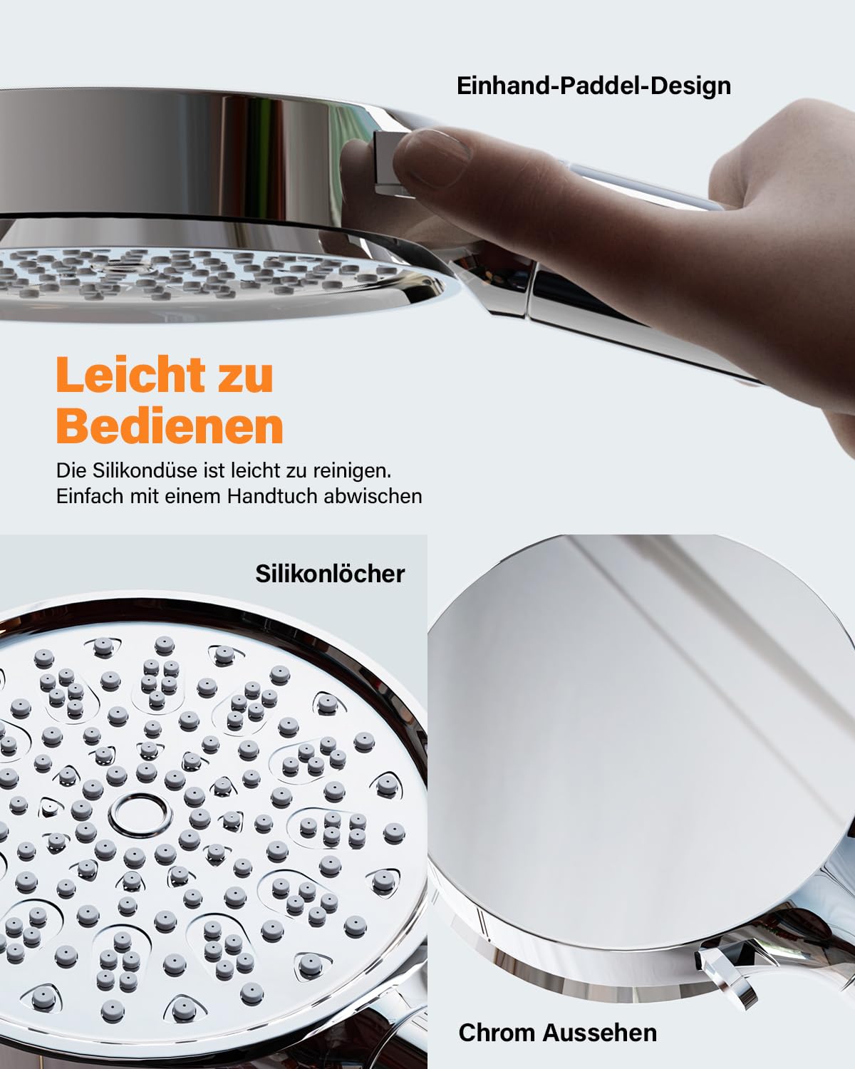 Cobbe Duschkopf mit Filter, Hochdruck Handbrause mit Schlauch, 6 Strahlarten Duschkopf Wassersparend mit Filtration in 20 Schichten, Duschbrause für Hartes Wasser,Rest-Chlor,Bakterien, Schwermetall 6