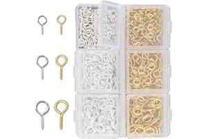 Small Screw Eye Pins for Jewellery Making, 400 Pcs Mini Eye Screw Pins Hooks Metal Little Eyelets Screws Pin for DIY Crafts J