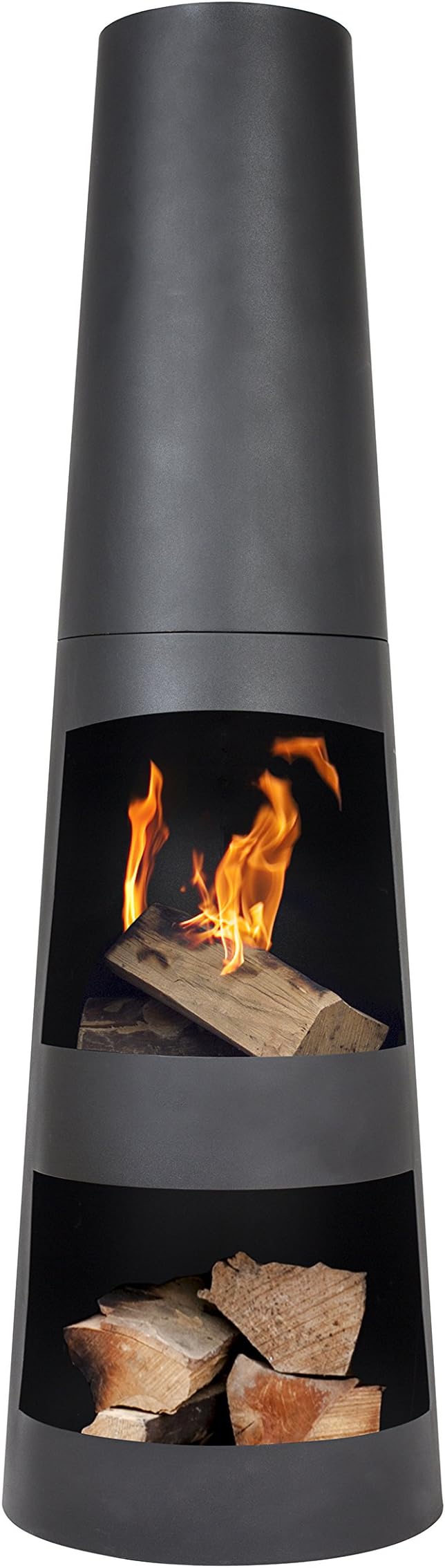 La Hacienda Circo Steel Chiminea Patio Heater Log Burner Black 125cm