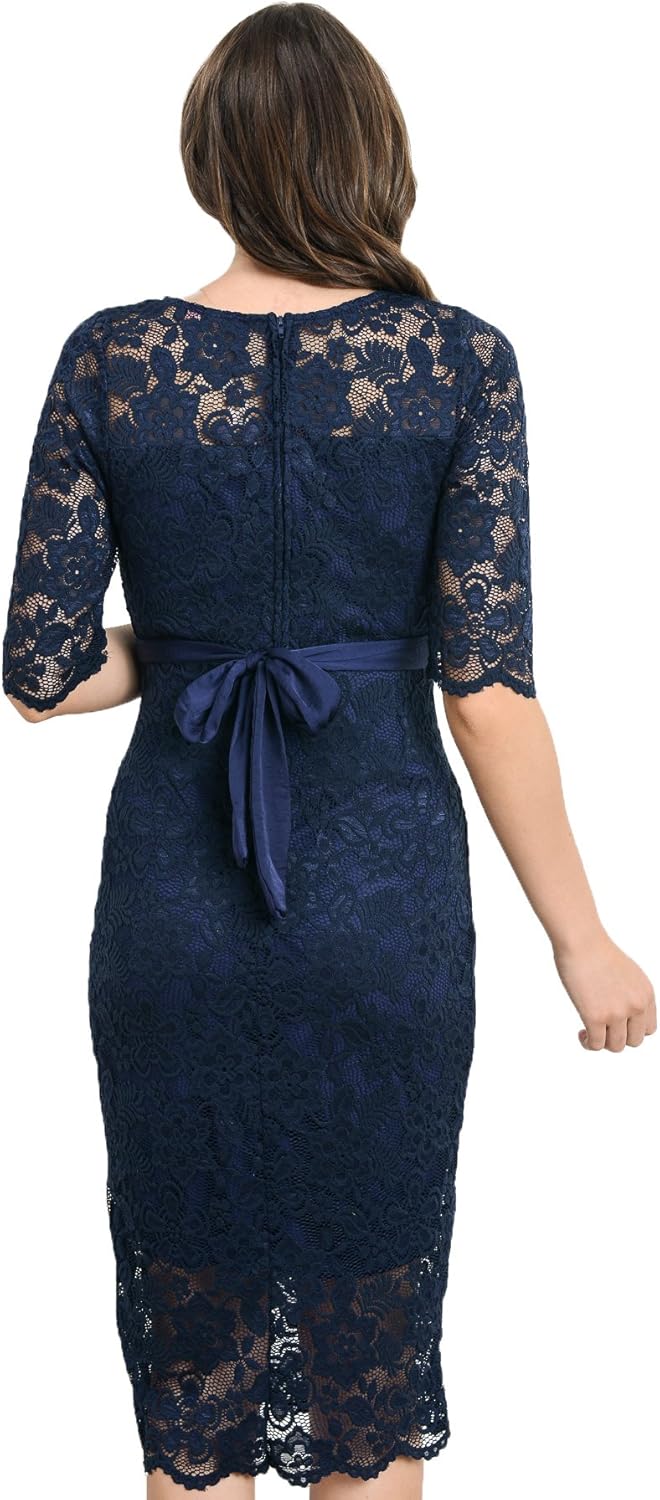 Hello MIZ Women's Baby Shower Floral Lace Maternity Dress at  Women’s Clothing store