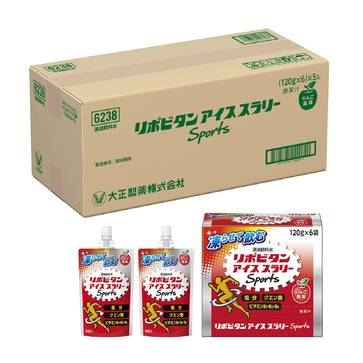 リポビタンアイススラリーSportsりんご風味 120g×30個 大正製薬 【熱中症対策に】クエン酸・ビタミンB群配合/ランニング ゴルフ 野球 サッカー バスケあらゆるスポーツ/高温多湿な屋内外作業/体の芯から冷やすアイススラリー