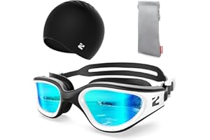 ZIONOR G1 Lite Swim Goggles with Swim Cap Comfortable Anti-fog Swimming Goggles Cap Set for Adult Men Women