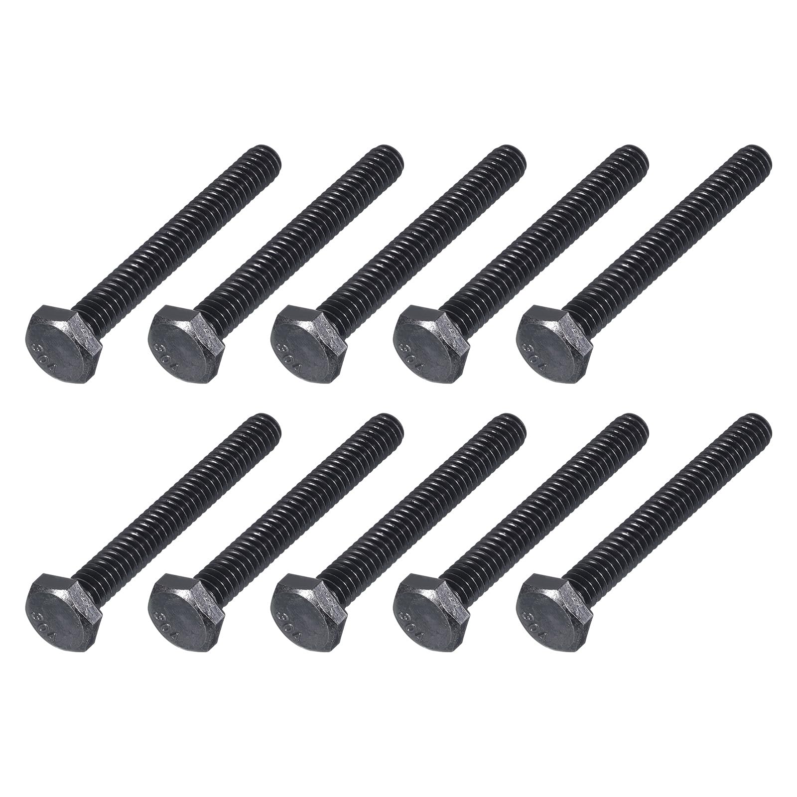 METALLIXITY Hex Head Bolts (1/4-20 x 2") 10Pcs, 304 Stainless Steel 18-8, Fully Threaded, External Hex Drive, Hex Head Screw Bolt, Black Oxide — image 1