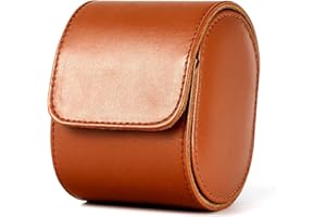 LONGJET CRAFTING THE CORE LJ Longjet Watch Box Organizer for Men Portable Watch Roll Travel Case with Removable Velvet Pillow Holder (1 Slot Red Brown)