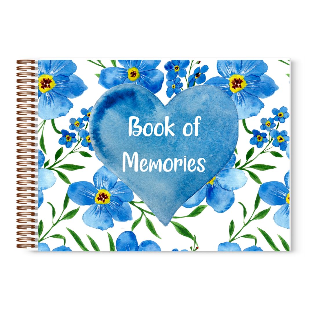 Forget Me Not Book of Memories | Memory Book | Guestbook for Funerals Weddings Birthdays Baby Shower Celebrations | A4 Spiral Bound | 80 Pages | Book of Condolence | Scrapbook | Photo Album