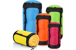 GliCraft 5 Pcs Compression Sacks for Backpacking 5L/10L/15L/20L/35L Camping Sleeping Bag Stuff Sack Water Resistant Sleeping Bag Storage Sack for Space Saving Hiking Gear