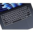 Russian Language Keyboard Cover Skin Compatible for 2025-2022 MacBook Air 15.3 inch A2941 A3114 A3241/MacBook Air 13.6 inch A3113 A2681 A3240 with M4 M3 M2,MacBook Air 2025 Keyboard Protector-Black