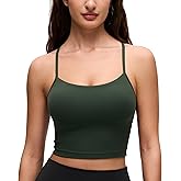 CRZ YOGA Butterluxe Y Back Crop Tank Tops for Women - Spaghetti Straps Racerback Padded Yoga Workout Longline Sports Bras