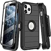 KECAI for iPhone 11 Pro Case with Belt Clip Holster,Built-in Screen Protector,Heavy Duty Shockproof Drop Protection Military Grade Rugged Durable Phone Cover for Apple iPhone 11 Pro 5.8" (Black)