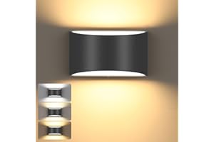 TRLIFE Modern Wall Sconces, 3000K/4000K/6000K Selectable and Dimmable LED Wall Sconce 12W Aluminum Wall Mounted Light Hardwired Wall Sconces for Bedroom Bedside Living Room Hallway(Black, 1 Pack)