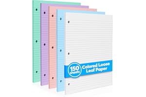 MANALOOM Colored Notebook Paper – 8.5 x 11, 150 Sheets – Thick 80 gsm College Ruled Colorful Loose Leaf Filler Paper – 3-Hole Punched Binder Papers for School, Office, and Journaling (Pastel)
