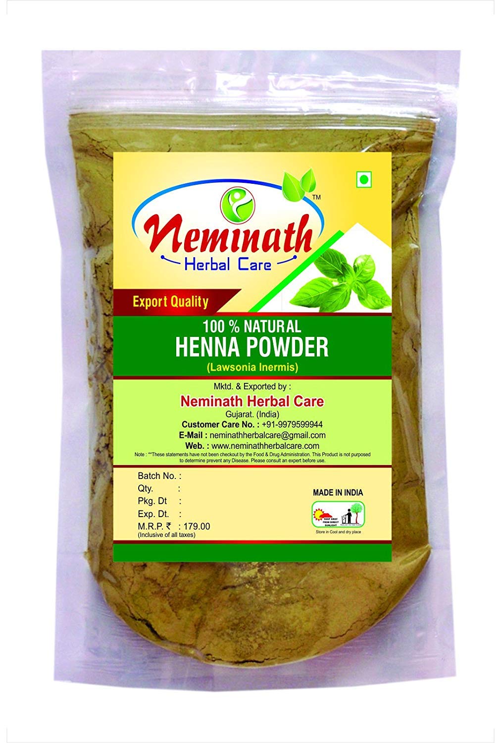 Henna Leaves (LAWSONIA INERMIS) Powder 100 gm (3.52 OZ
