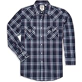 Mens Long Sleeve Western Plaid, Navy, XLT