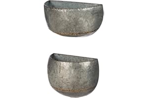 Cape Craftsmen Galvanized Metal Brass Solder Hanging Wall Pocket Planters, Set of 2