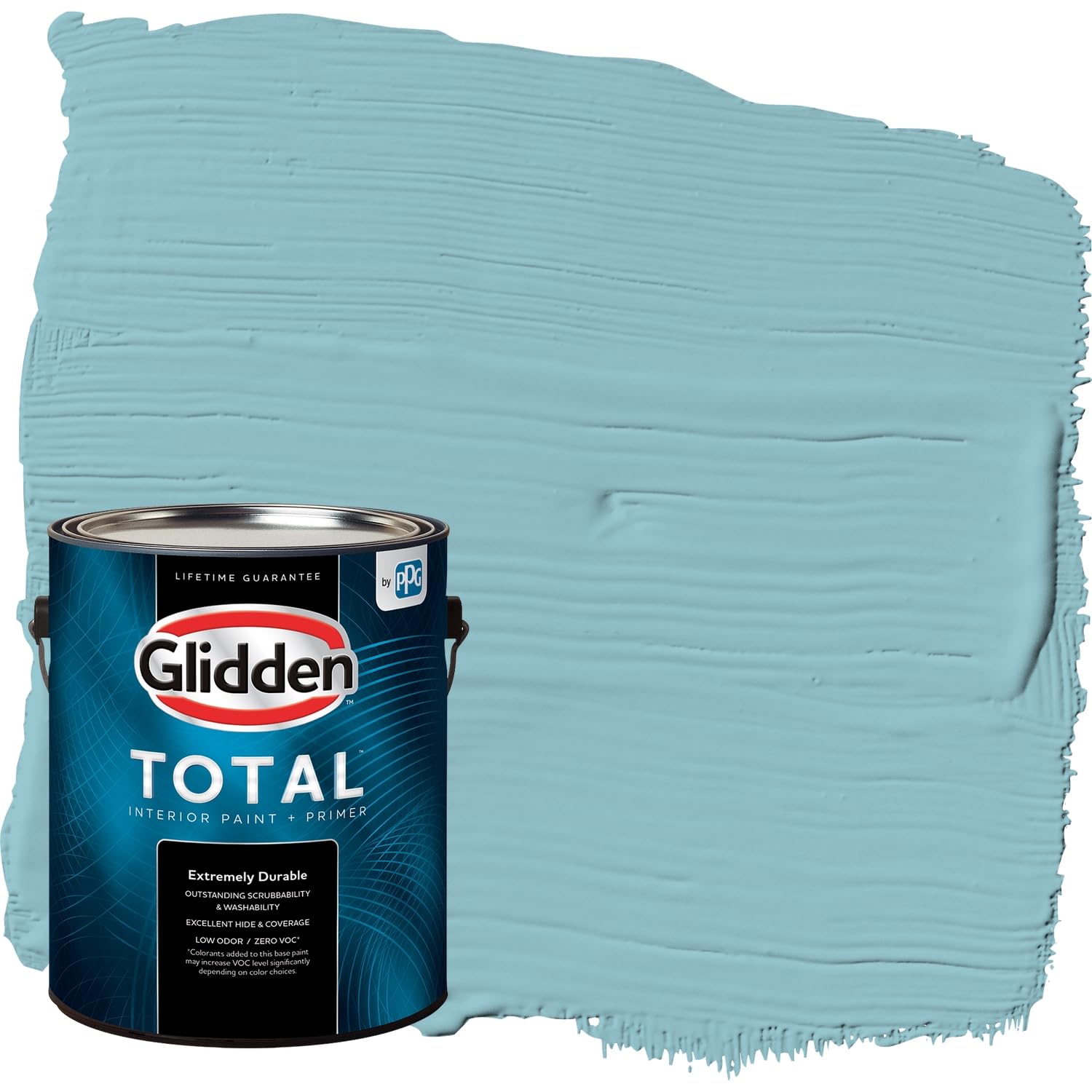 Glidden Total Interior Wall Paint & Primer All-in-One, Kingston Aqua/Aqua-Blue, Flat, 1 Gallon