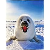 Cute Seal Throw Blanket for Women Girls Kids, Gifts for Seal Animal Lovers, Super Soft Warm and Lightweight, 40" x 50"